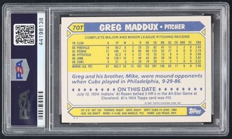 Greg Maddux Signed 1987 Topps Traded Rookie XRC RC PSA DNA GEM MT 10