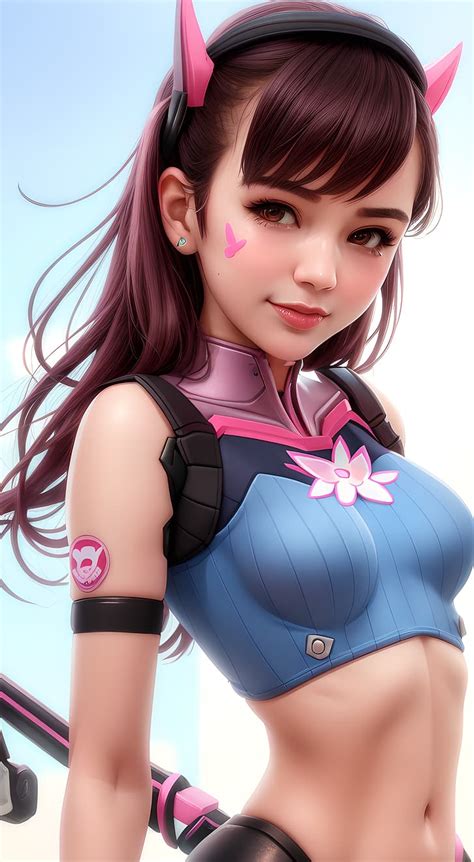 アニメの女の子、 D Va オーバーウォッチ 、 垂直、 シンプルな背景、 Ai アート、 Hdデスクトップの壁紙 Wallpaperbetter