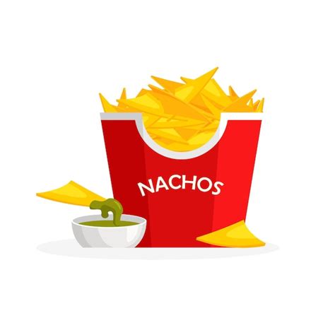 Premium Vector Mexican Nachos With Guacamole Sauce Nacho Hot Chips