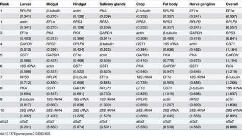 Genorm Ranking Of Stability Measures For Candidate Reference Genes And