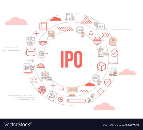 Ipo Initial Public Offering Concept With Icon Set Vector Image