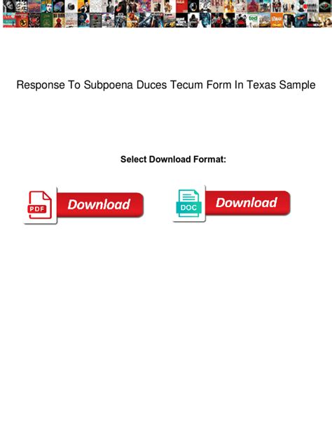 Fillable Online Response To Subpoena Duces Tecum Form In Texas Sample