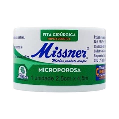 FITA MICROPOROSA MISSNER BRANCA 2 5CM X 4 5M 1UN Fita Microporosa