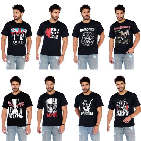 Camisa De Banda De Rock - Kit 3 Camiseta Banda Banda de Rock Camisa Camisetas Blusa 100% Algodão ...