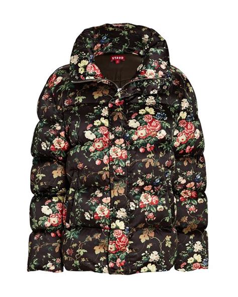 STAUD Synthetic Ace Tapestry Floral Puffer Jacket In Black Lyst