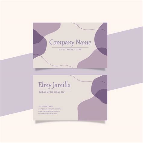 Aesthetic Business Card Template Decorated With Pastel Purple Blob