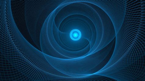 Digital Art Abstract Cgi Blue Circle Lines Glowing Hd Wallpaper Rare