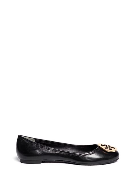 Tory Burch Reva Leather Ballet Flats In Black Lyst