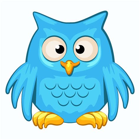 Vector Cartoon Blue Owl Cute Night Bird 10939122 Vector Art At Vecteezy