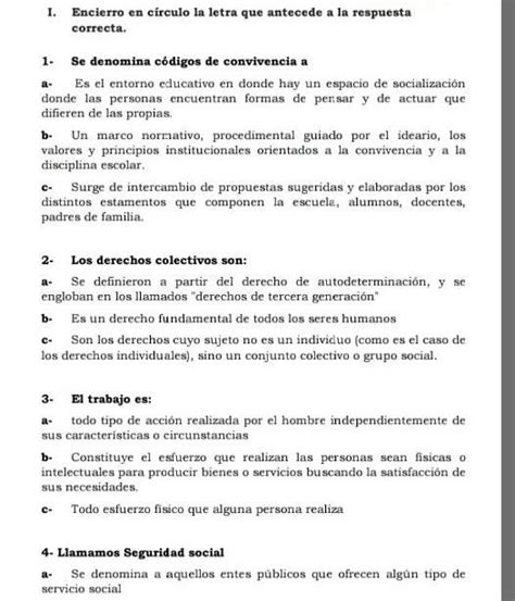 Encierro En Circulo La Letra Que Antecede A La Respiesta Correcta