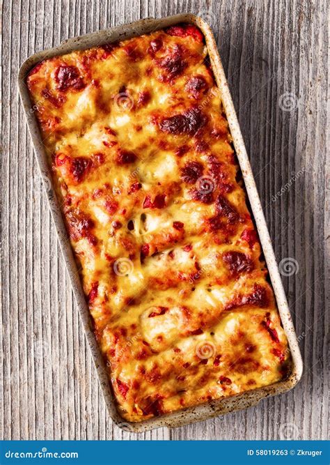 Rustic Italian Baked Spinach Ricotta Cannelloni Pasta Stock Image