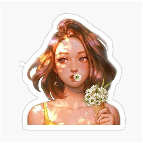 " anime pretty girl pfp with flowers " Sticker for Sale by Basmalik | Redbubble