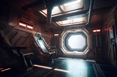 Premium AI Image | 3d Realistic Spaceship Interior Background