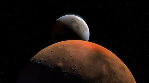 Premium Photo | Mars and mars are seen in the night sky.