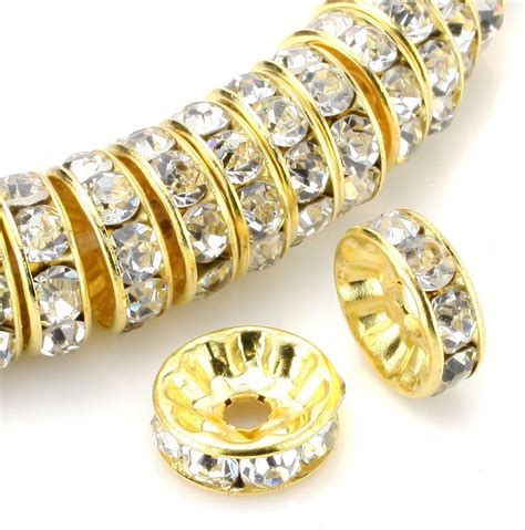 Amazon Rubyca Pcs Round Rondelle Spacer Bead Gold Tone Mm