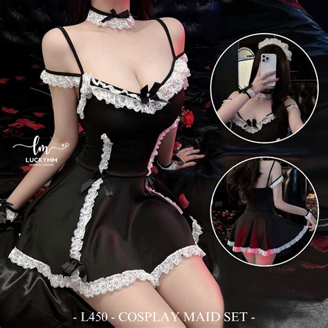 Jual Luckymm Sexy Lingerie Cosplay Maid Uniform Baju Sexy Wanita