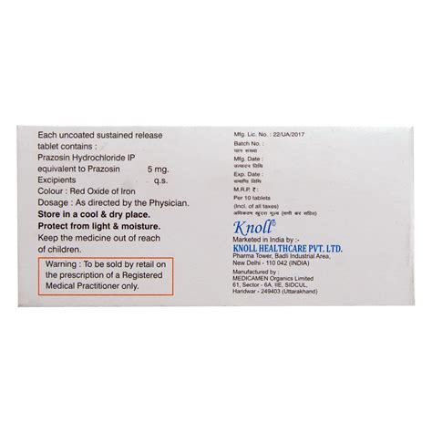 Prazonol 5 Xl Tablet 10s Price Uses Side Effects Composition