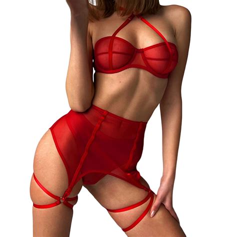 Yzengfg Women Sexy Cute Sexy Lingerie Set Lace Strappy Camis And Panty