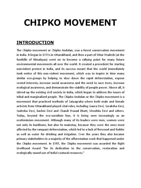 Chipko Movement | PDF | Activism | Social Movements