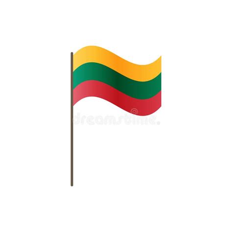 Lithuania Flag On The Flagpole Official Colors And Proportion