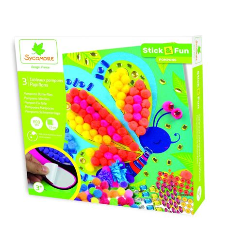 Ateliers Cr Atifs Sycomore Stick N Fun Tableau Pompons Papillons