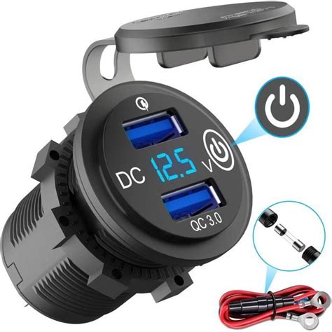 Prise De Voiture Usb Quick Charge Avec Interrupteur Chargeur De