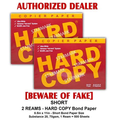 hard copy bond paper  reams short bond paper size  inches