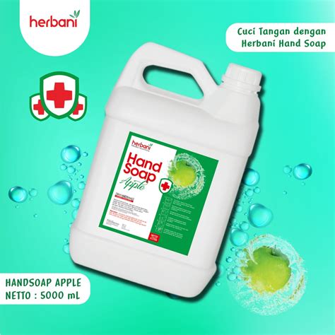 Jual Herbani Hand Soap Jerigen Apple 5000 ML Sabun Cuci Tangan 5L