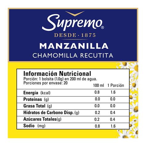 Hierbas Supremo Manzanilla 20 Bolsitas