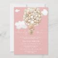 Bear Hot Air Balloon Pink Girl Baby Shower Invitation Zazzle