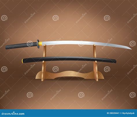 Realistic katana sword stock vector. Illustration of chinese - 28028441