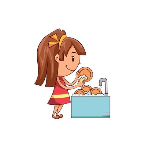 Kid Put Dishes Away Clipart