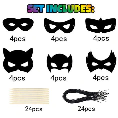 24 Stücke Helden Scratch Papier Masken 6 Styles Regenbogen Masken mit