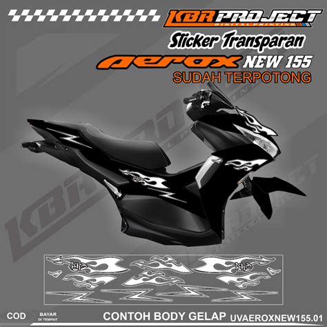 Jual AEROX NEW 155 STIKER STRIPING TRANSPARAN PREMIUM MOTOR KEREN LIS