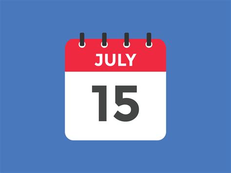 july 15 calendar reminder. 15th july daily calendar icon template. Calendar 15th july icon ...