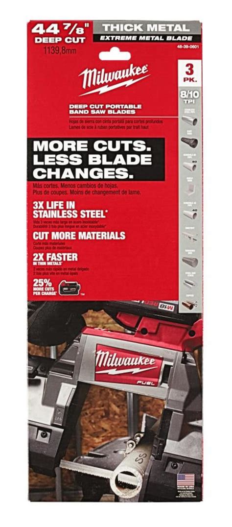 Milwaukee Extreme Thick Metal Band Saw Blades 3PK Deep Cut 48-39-0601 ...