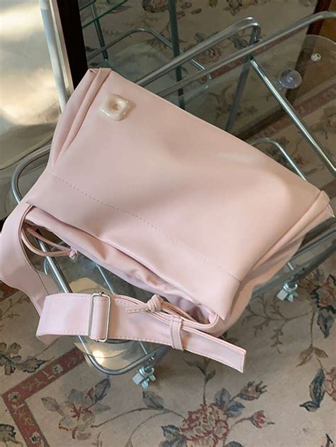 Bolso hobo minimalista medio con diseño de cordón rosado Moda de