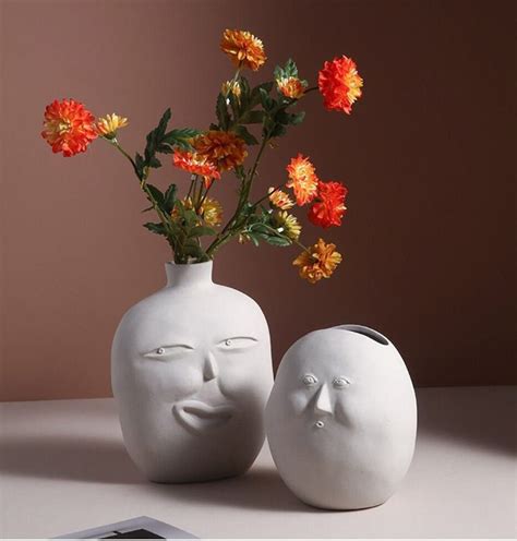 Ceramic Emotions Face Vase Cute Face Planter Ceramic Etsy