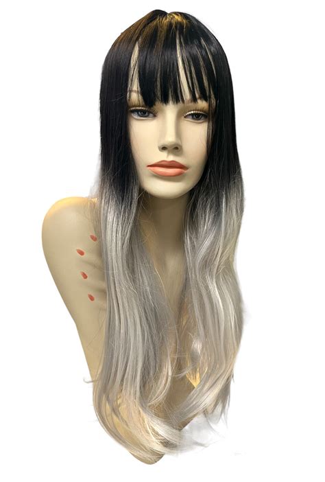 Deluxe Long Straight Black To Silver Ombre Wig Perth Hurly Burly