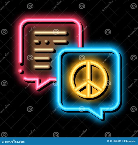 Talking About Tolerance And Peace Neon Glow Icon Illustration Stock