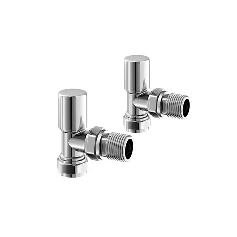 Chrome Angled Manual Radiator Valves Pair Standard 15mm