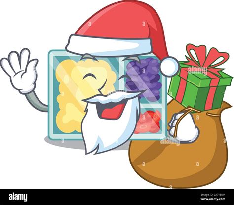 Happy Lunch Box Above Character Table Santa Bring Gift Stock Vector