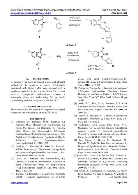 Synthesis Of 1 2 3 Triazole 5 Chloroisatin Derivatives Via Copper