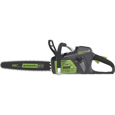 Greenworks Pro 80 Volt Li Ion Cordless Chainsaw 18in Bar 2Ah 3 8in