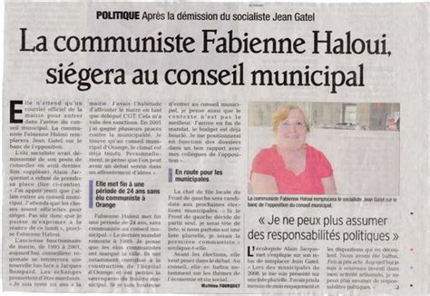 DU CHANGEMENT AU CONSEIL MUNICIPAL D ORANGE Fabienne HALOUI Membre