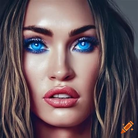 Portrait Of Megan Fox And Miley Cyrus With Striking Blue Eyes On Craiyon