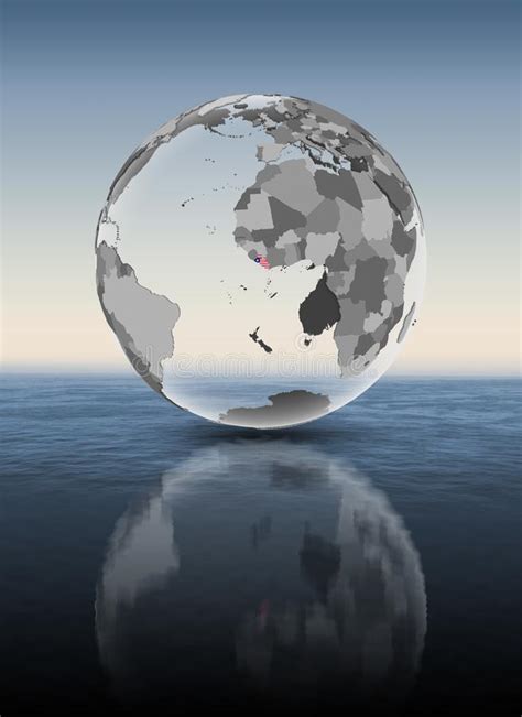 Liberia On Translucent Globe Above Water Stock Illustration