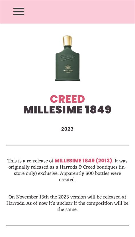 Creed Dropping Another Limited Release : r/Colognes