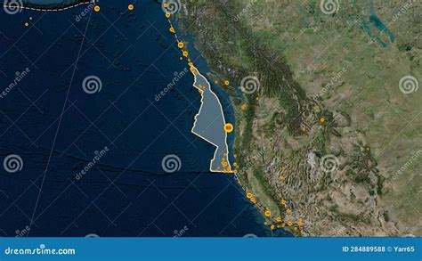 Near Juan De Fuca Plate. Boundaries. Satellite Map Stock Illustration ...