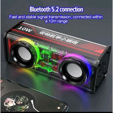 V Transparent Mecha Wireless Bluetooth Speaker Sound Light Rhythm